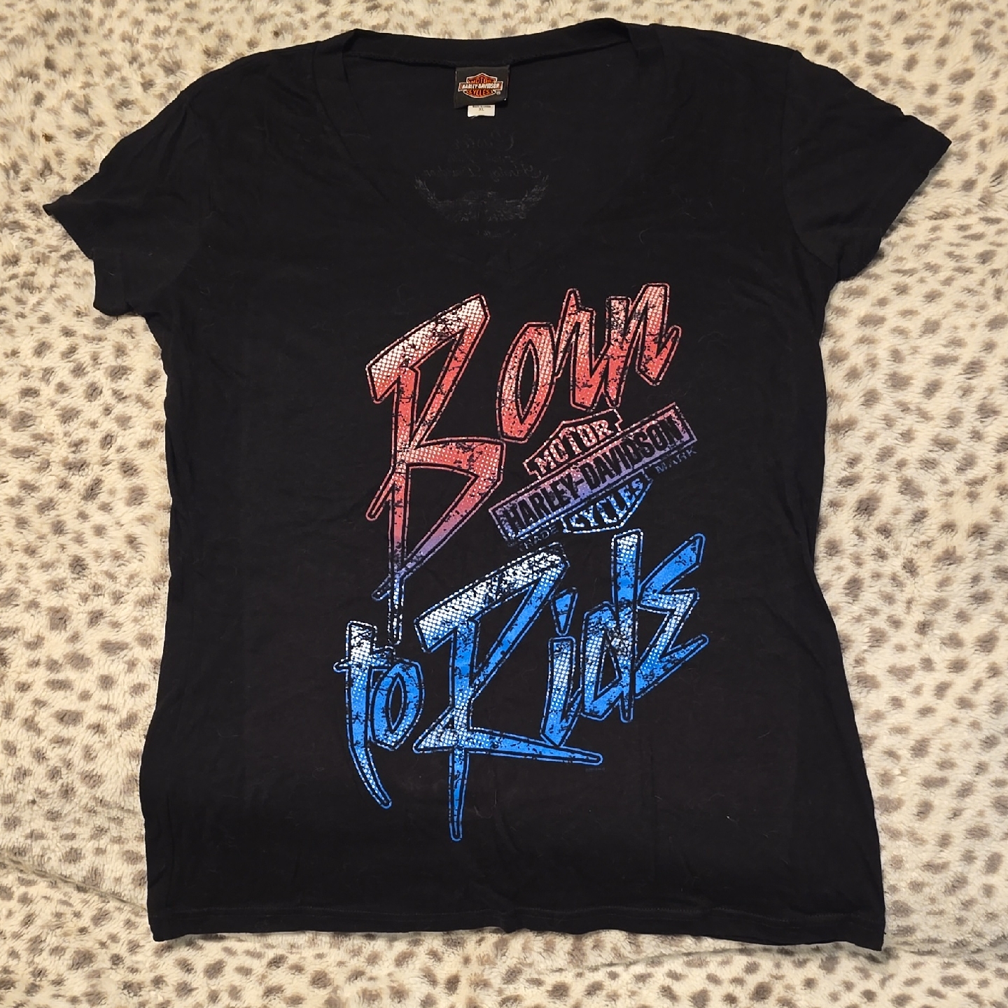 Harley-Davidson Womens Tee With Red And Blue Graphics